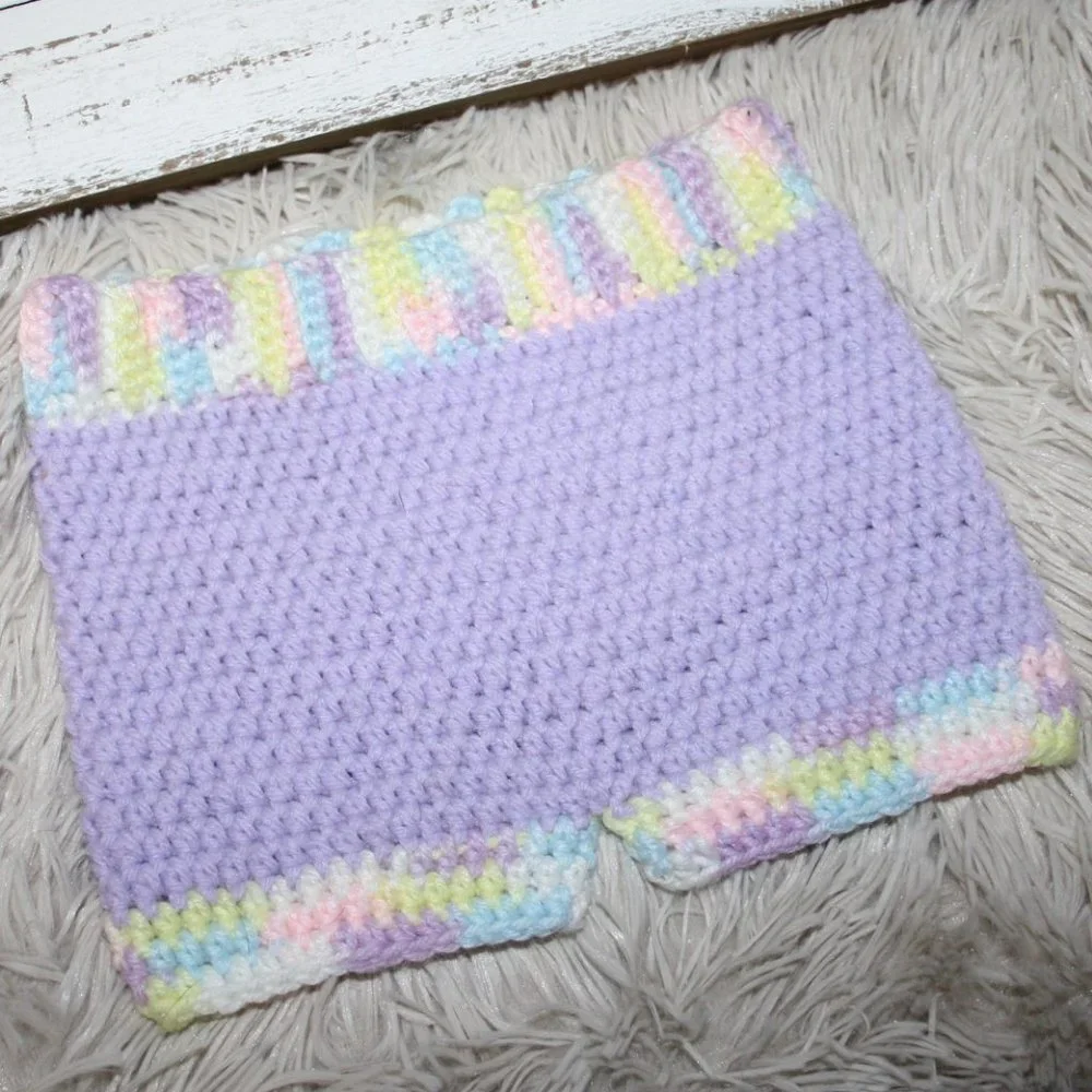 🟣 PURPLE CROCHET DIAPER COVER · 3–6 MO 🟣
